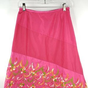 Oilily Hot Pink Floral Embroidery Skirt New $250
